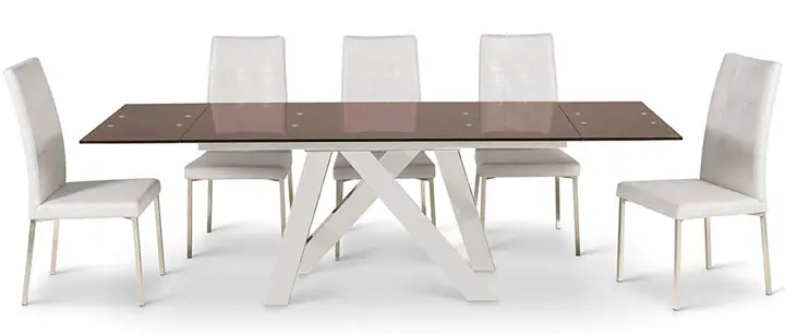 expandable dining table with glass top