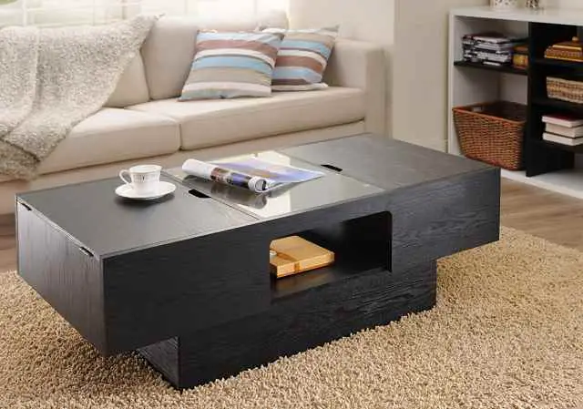 rectangular coffee table with storage compartments
