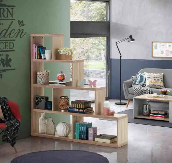 Tangkula corner bookshelf uses cubicles of varoius sizes to provide storage space for books and decorations. You can even use the Tangkula Corner Bookshelf as a room divider or a decorative focal point.