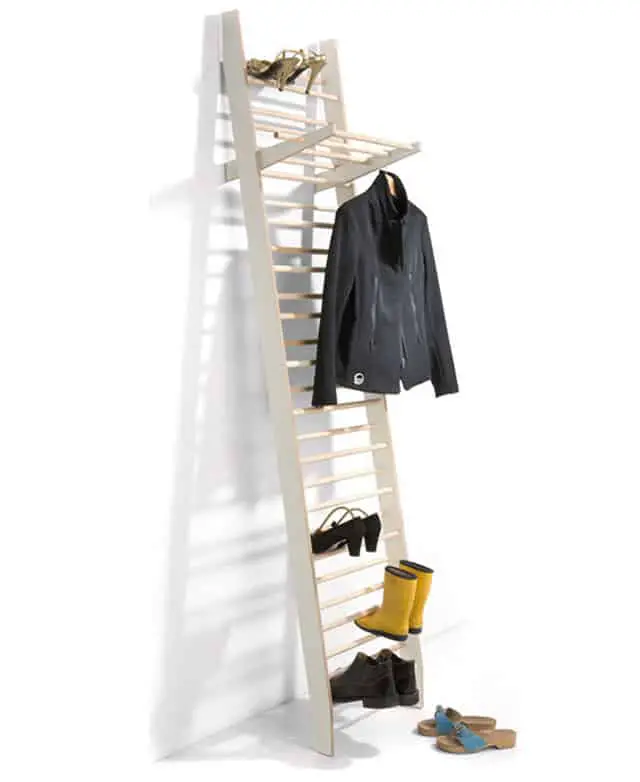 wooden clothes and shoe ladder shelf