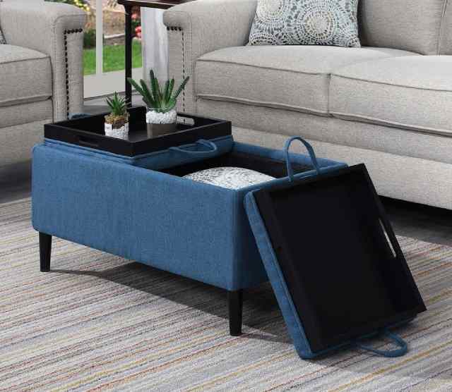 storage ottoman-bench-side table with tray