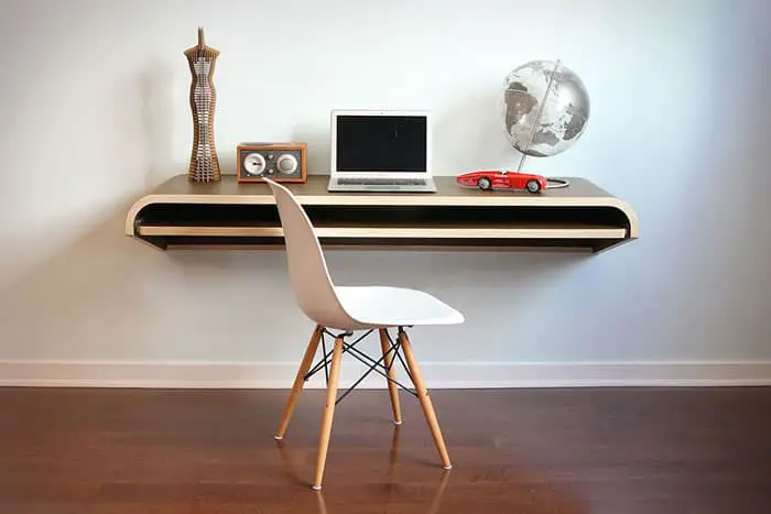 Wall desk-shelf with built-in drawer