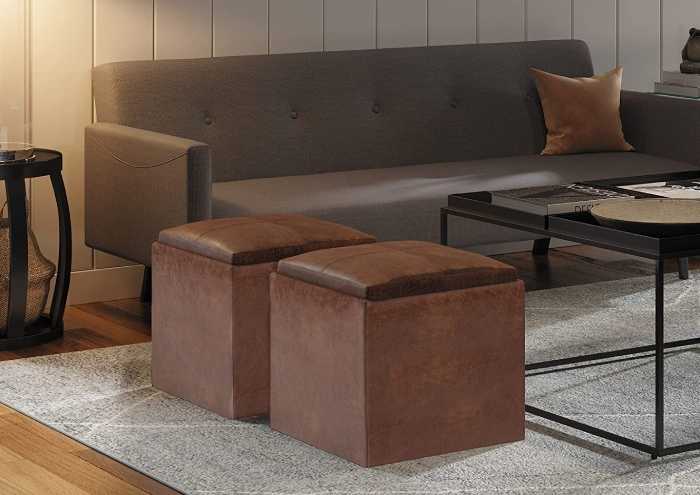 Rockwood cube storage ottoman with tray