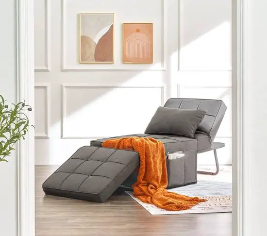 The Vonanda sofa bed simply folds out to transform it into a sleeping place for overnight visitors.