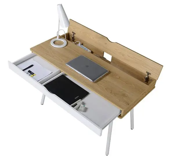 small computer desk with flip-open compartment