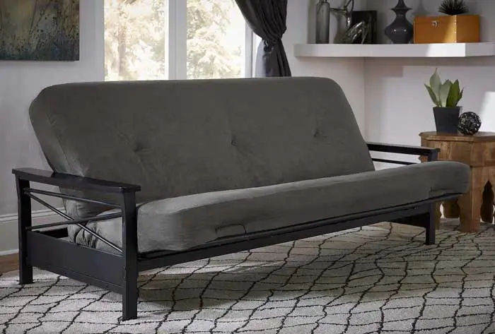 DHP Futon is made with a coil spring base that provides comfortably sitting and louging.