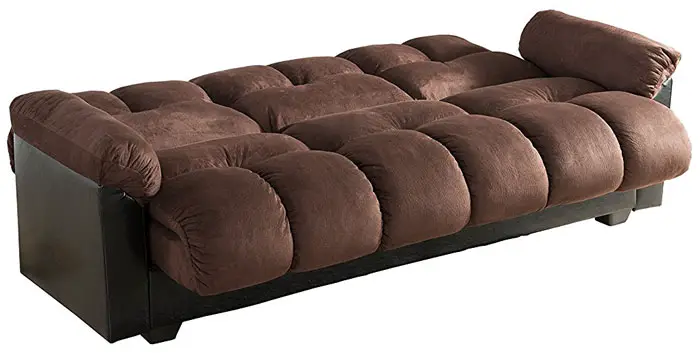 Milton Greens Stars storage futon is hiding a wealth of storage just under its cushions. The futon can be transformed into sleeper sofa in an instant.