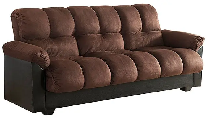 Milton Greens Stars storage futon is hiding a wealth of storage just under its cushions. The futon can be transformed into sleeper sofa in an instant.