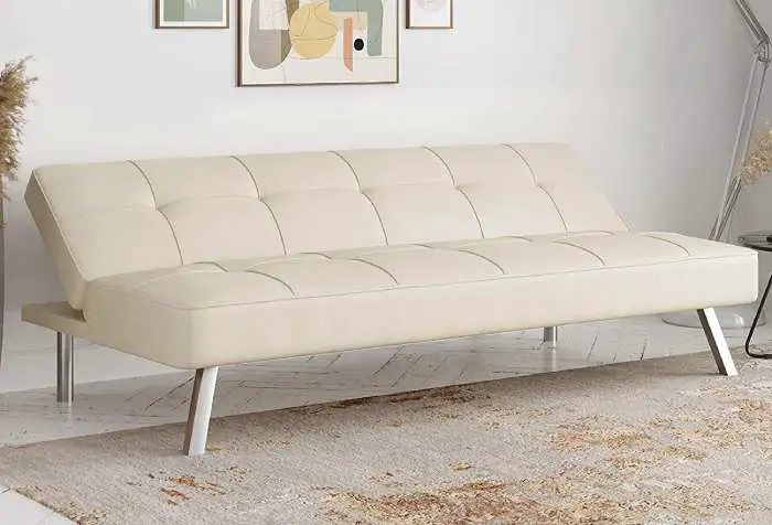 The Serta Rane Collection Sofabed, available in faux leather or fabric is great for small apartments: use it as a sofa or lounger during the day or flatten it down when guests come to stay.