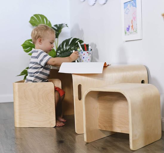 ECR4Kids multipurpose wooden chair and table set