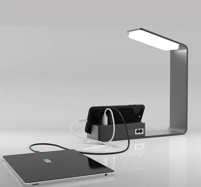 Seenda LED lamp has a handy dual port USB charging station and a phone stand.