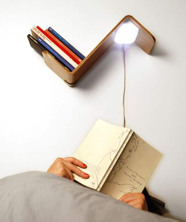 bookshelf with light