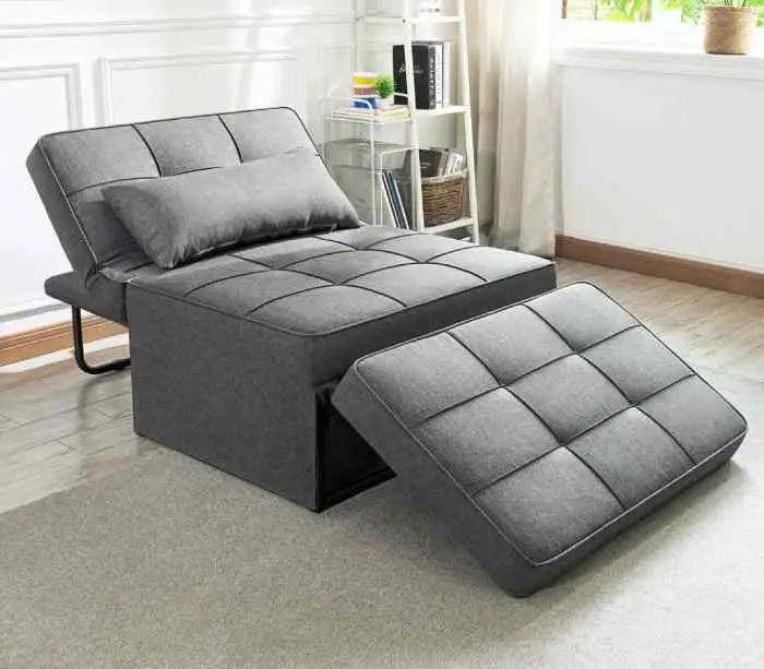 Vonanda can be transformed from an ottoman to a sofa, to a bed.