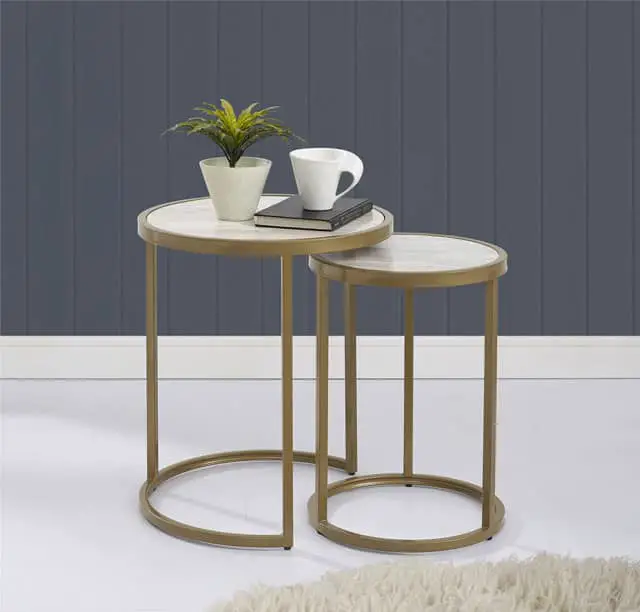 nesting side tables with faux marble table top