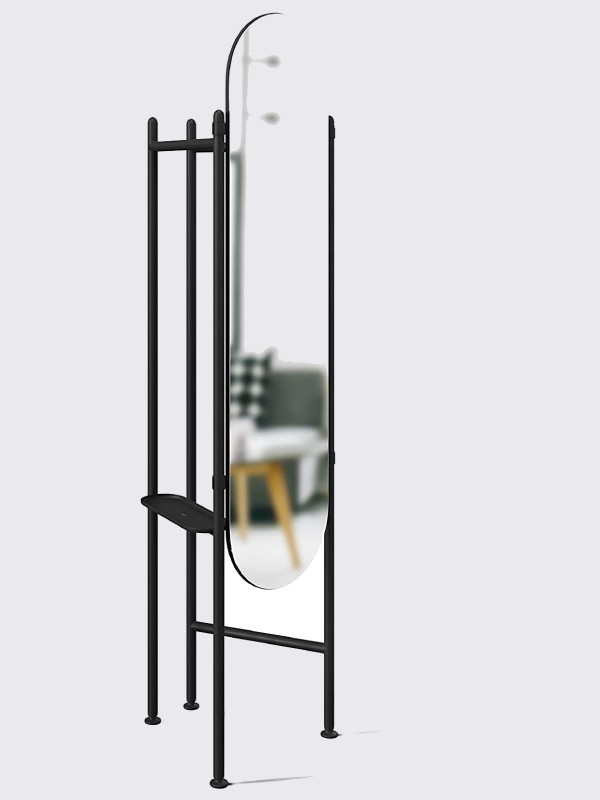 freestanding mirror with integrated clothing rack