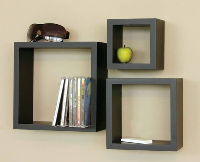 3-piece square wall shelves