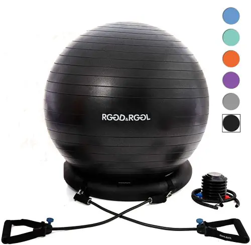 Extra Thick Anti Burst Swiss Gym Ball for Yoga Birthing Pregnancy Pilates HBselect Exercise Ball Chair &Anti-Slip Stability Base & Resistance Bands 