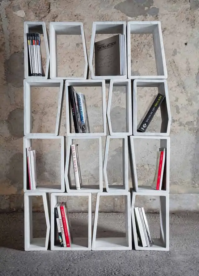 withe marble modular bookcase