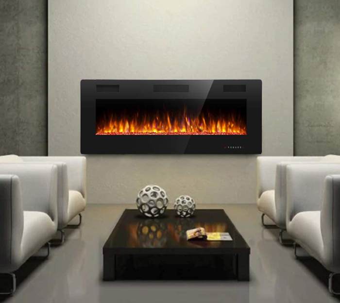 electric fireplace in wall