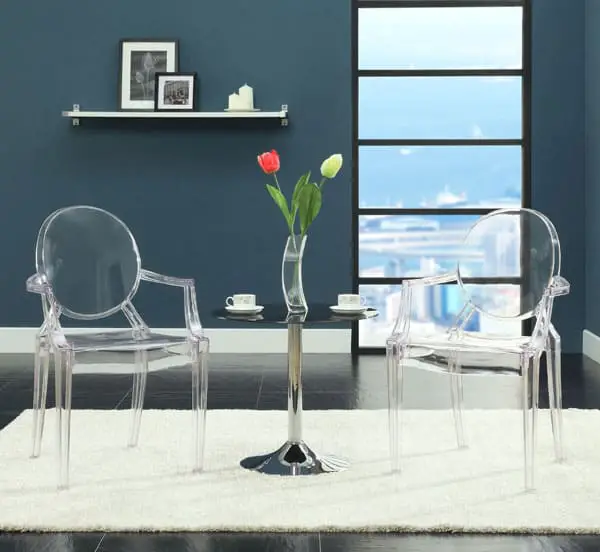 Acrylic armchair for indoor and outdoor use