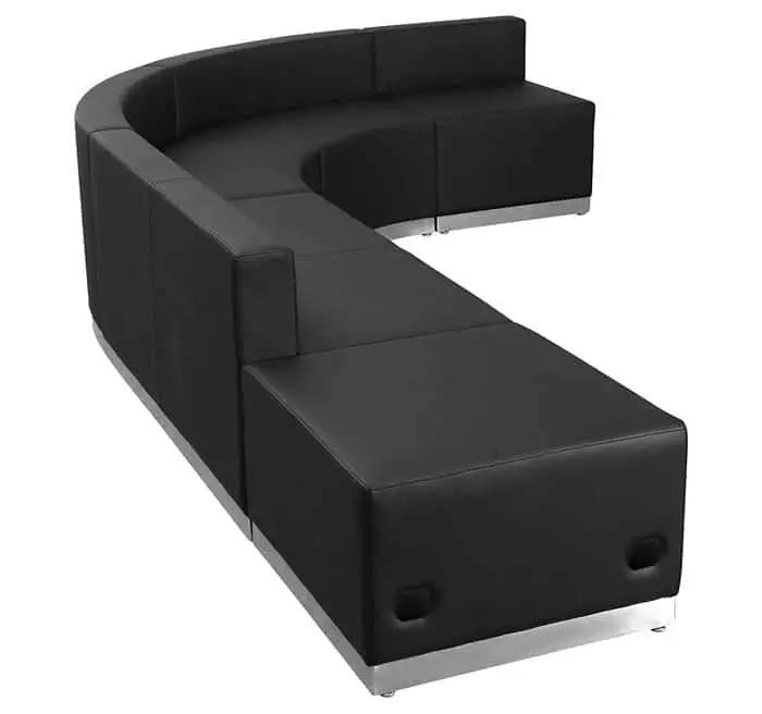 modular black leather reception seating