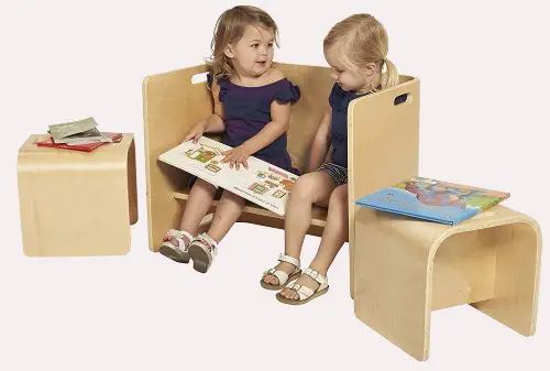 multipurpose wooden chair- and table set