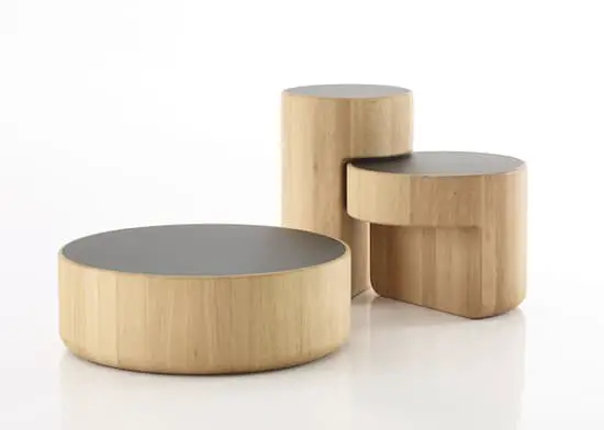 Robust solid oak overlapping coffee tables