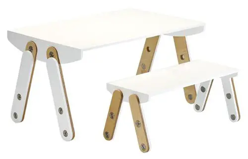 Kids height-adjustable desk set