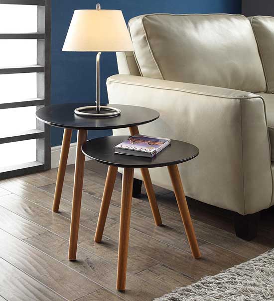Overlapping sofa side tables