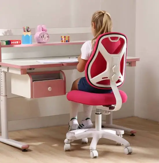 red kids desk chair