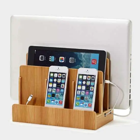 wooden multi-device charging station