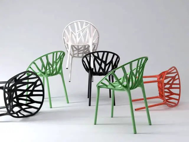 Organically shaped outdoor stackable chairs by the Bouroullec brothers
