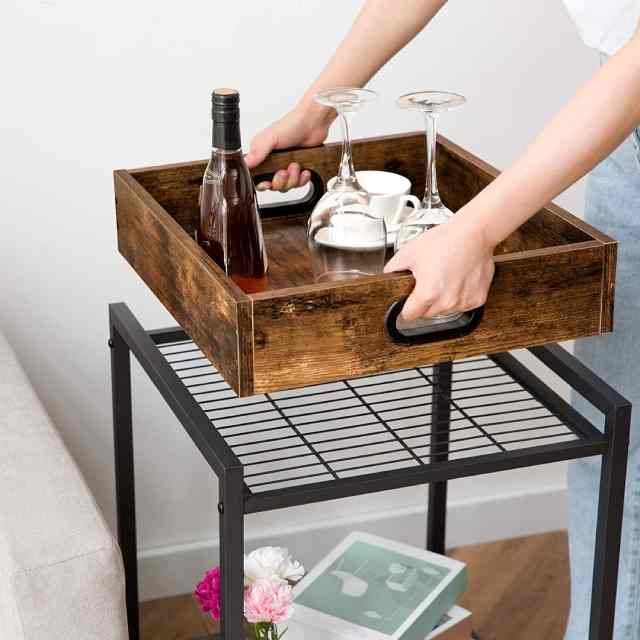 industrial side table with removable tray