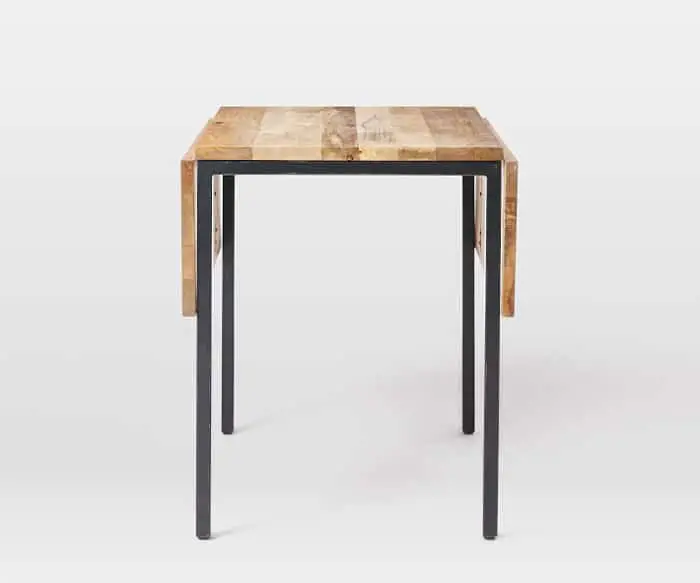solid wood and metal frame drop leaf table