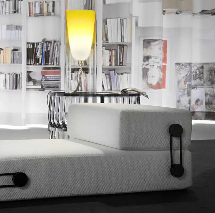 Trix Polyester Lounge Chair by Kartell can be used as a lounger or guest bed.