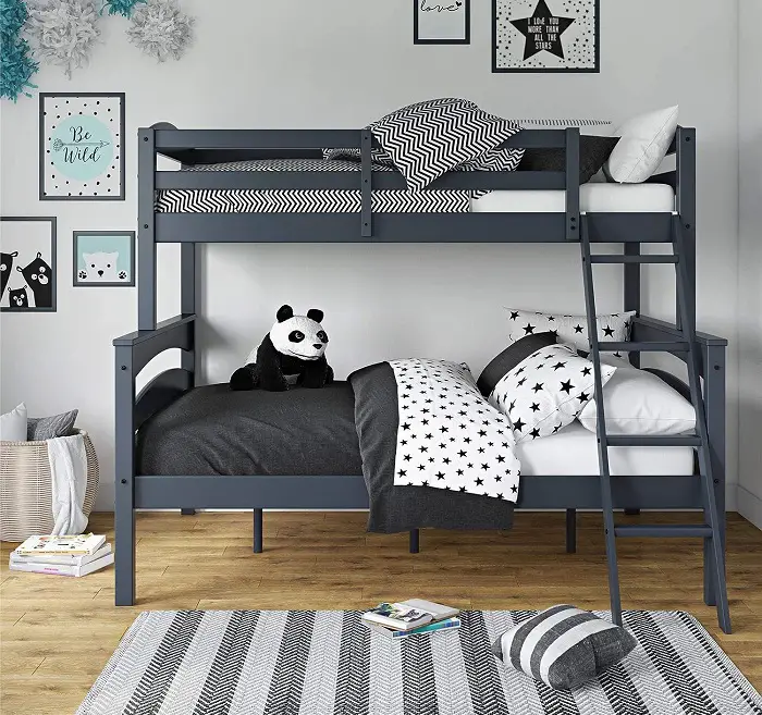 twin over full wooden bunk bed
