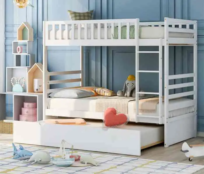 wood bunk bed with trundle