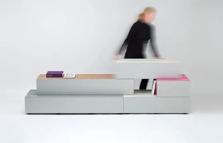 Performanuf rearrangeable slideboard cabinet