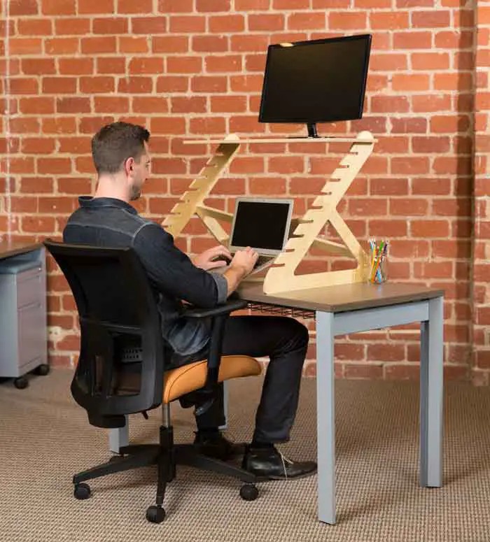 adjustable wooden sit-to-stand desk