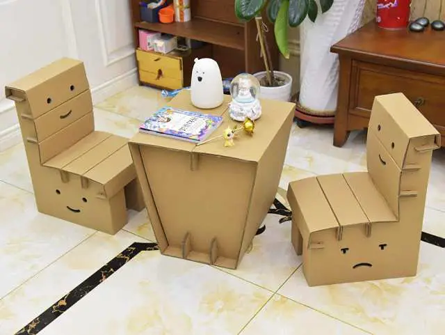 kids cardboard desk and chair set