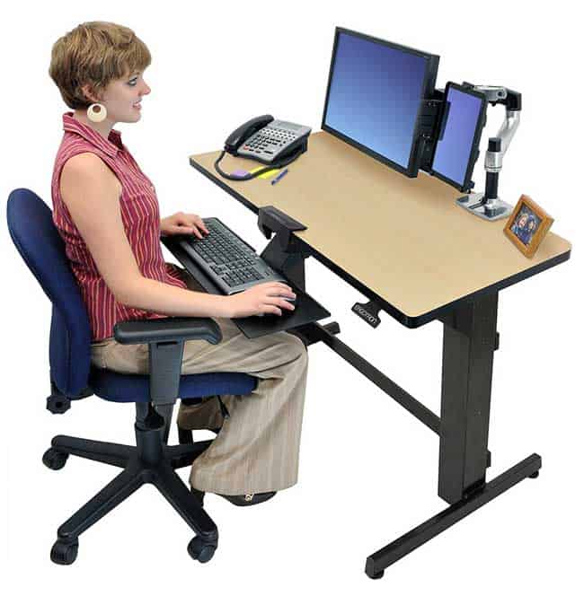 height-adjustable, sitting-standing desk