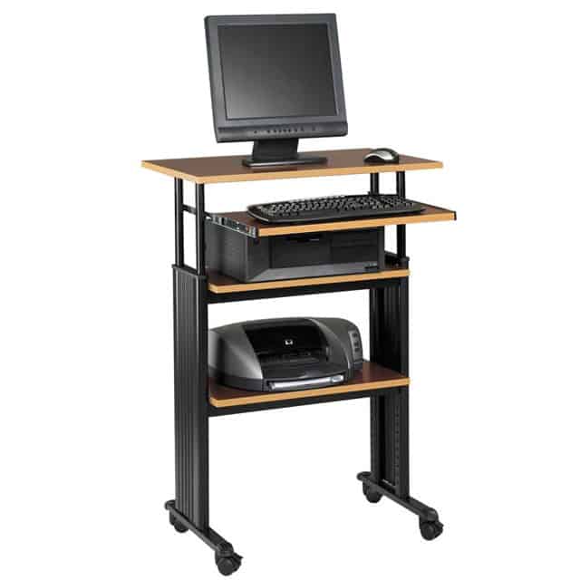stand-up desk with keyboard tray