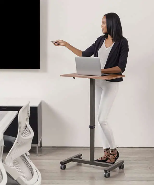 small adjustable rolling sit-stand desk