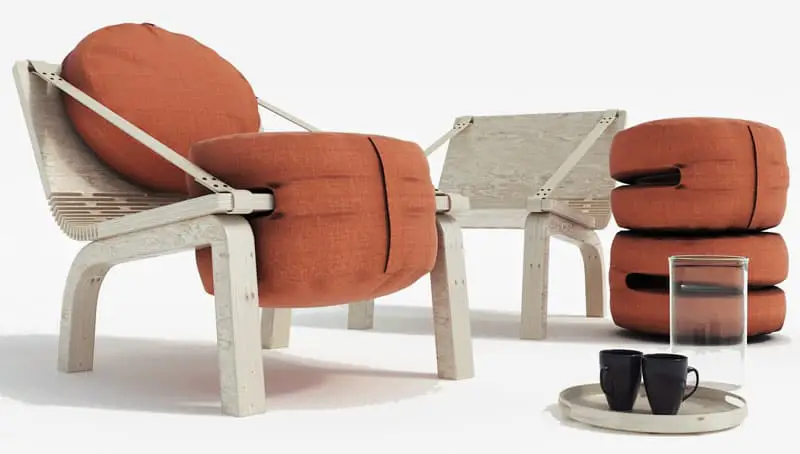 one chair plus two removable ottomans