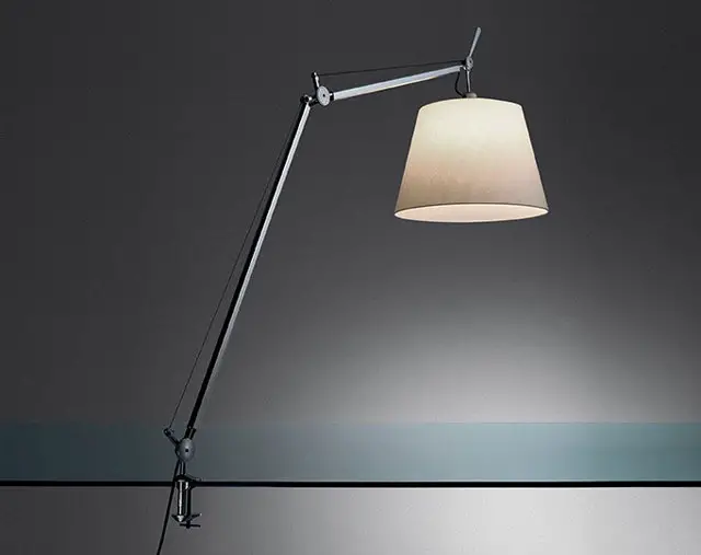The sturdy constructed Tolomeo mega clamp lamp is a modern swing arm desk lamp with a fully adjustable lamp head