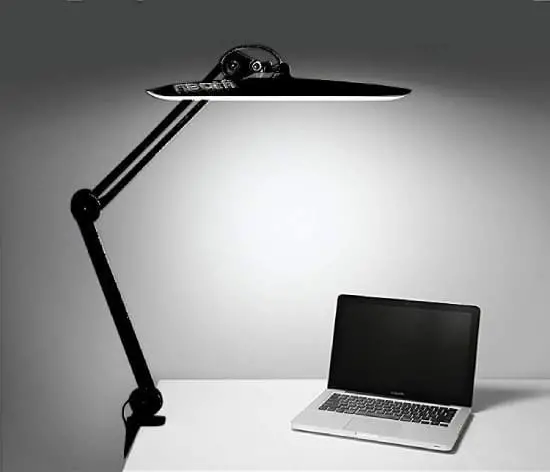 Neatfi's Task Lamp illuminates all of your projects with a whopping 2,200 lumens, eliminating eye strain. Its shade is around 20 inches wide, which allows it to illuminate a larger space.