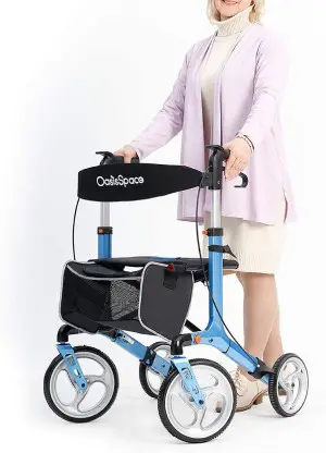 Aluminum rollator walker for indoors and outdoors
