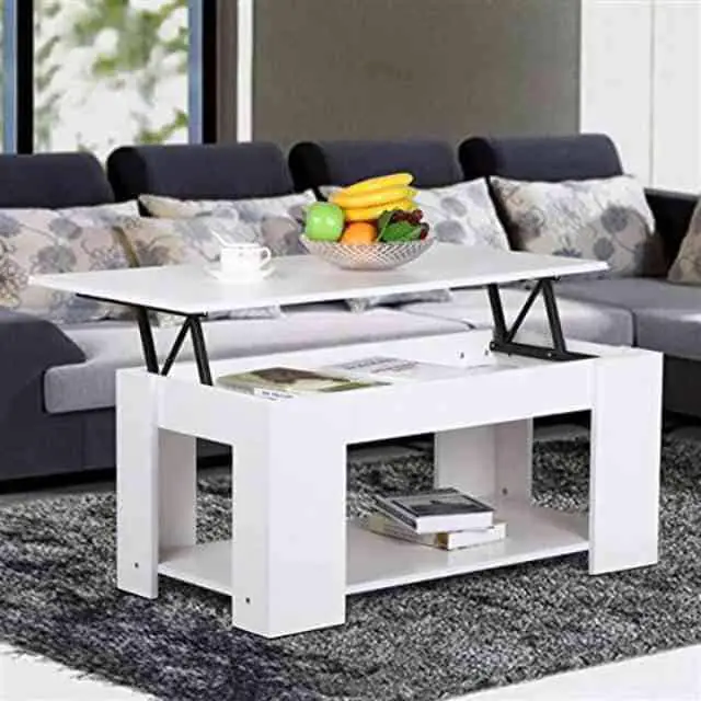 A Lift-Top coffee table can function as a work desk and/or TV tray.
