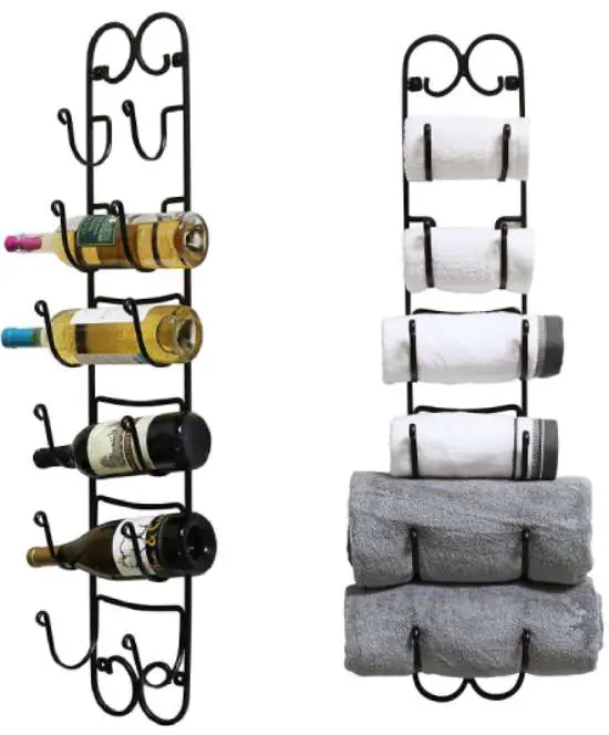 multi-purpose wall-mounted wine rack or towel rack