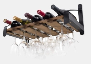 floating wine rack with glassware holder